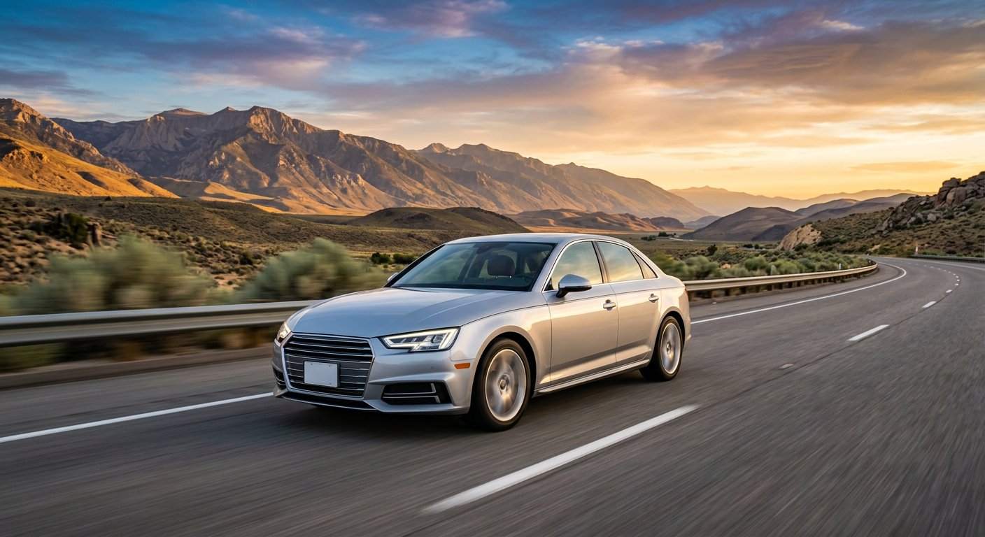 Car driving on the highway with auto insurance coverage
